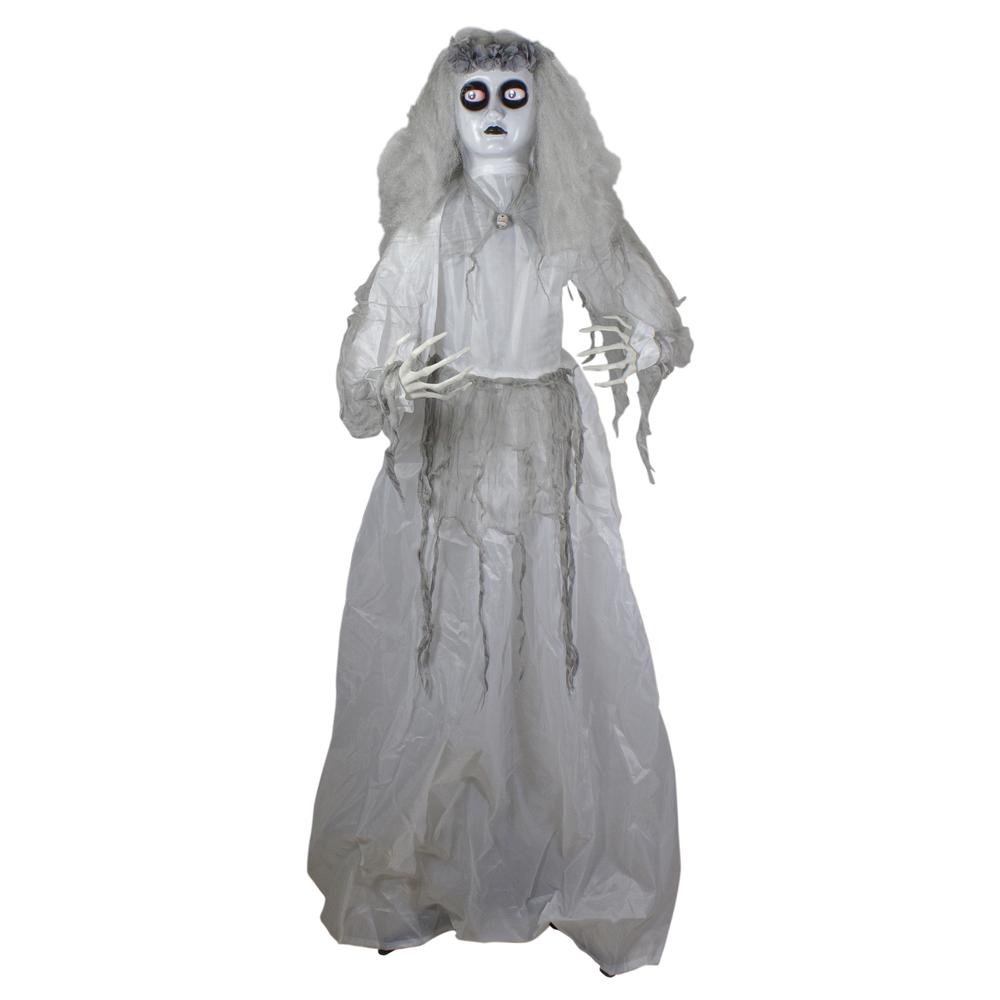 6' Lighted and Animated Ghost Bride Halloween Decoration. Picture 1