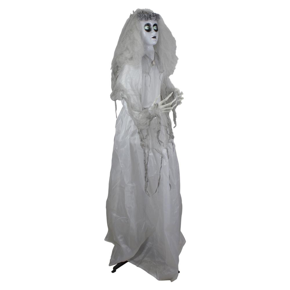 6' Lighted and Animated Ghost Bride Halloween Decoration. Picture 4