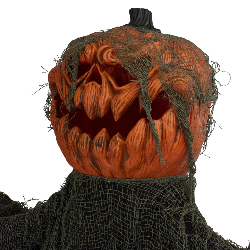 30" Black and Orange Animated Pumpkin Halloween Decoration. Picture 3