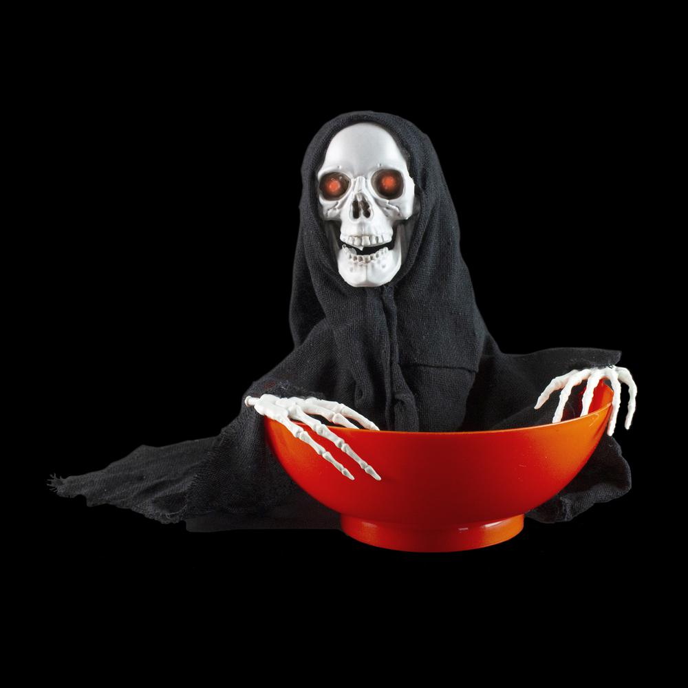 10.5" Animated Grim Reaper Halloween Candy Bowl. Picture 3