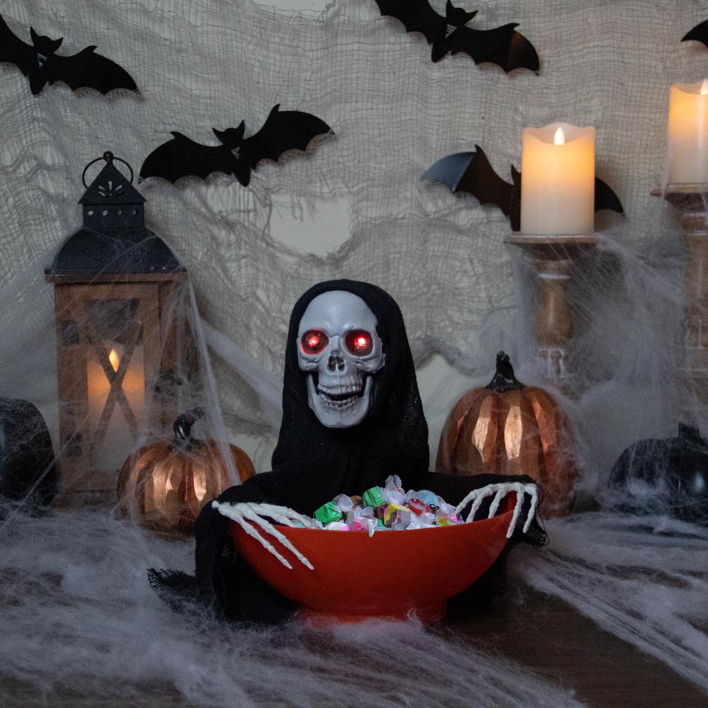 10.5" Animated Grim Reaper Halloween Candy Bowl. Picture 2