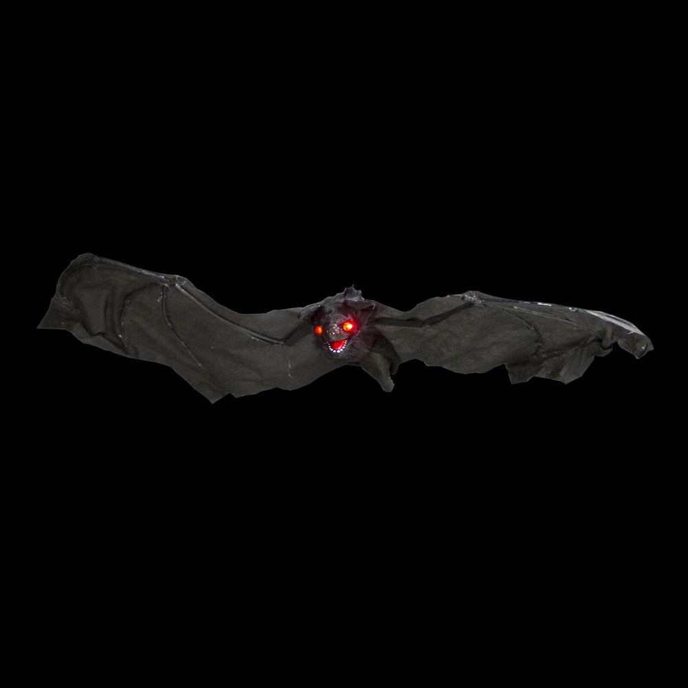 30" Hanging Halloween Bat Decoration with Red Eyes. Picture 3