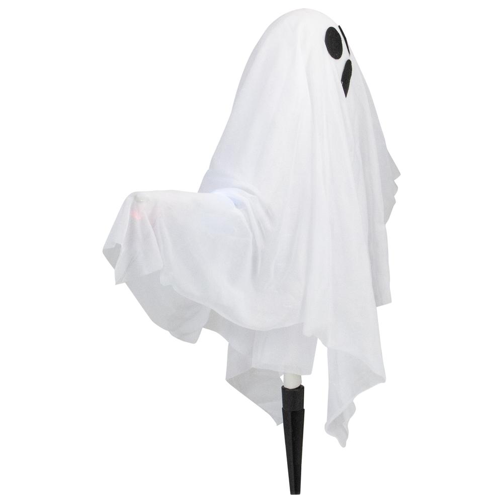 Set of 3 Lighted White Ghost Halloween Lawn Stakes. Picture 2
