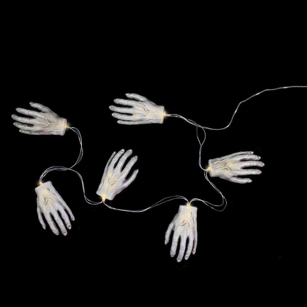 Set of 6 Skeleton Hands Halloween Light Set. Picture 2