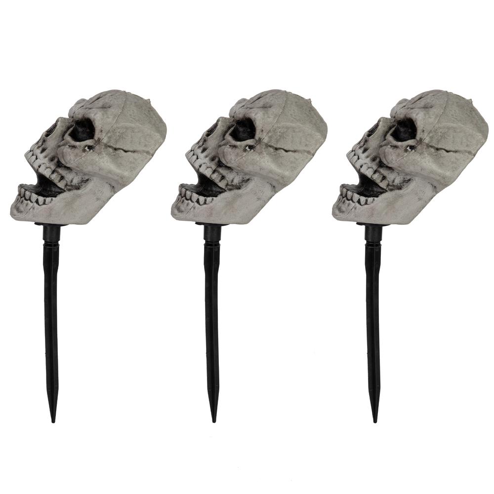 Set of 3 Halloween Skull Yard Stakes Outdoor Decorations. Picture 2