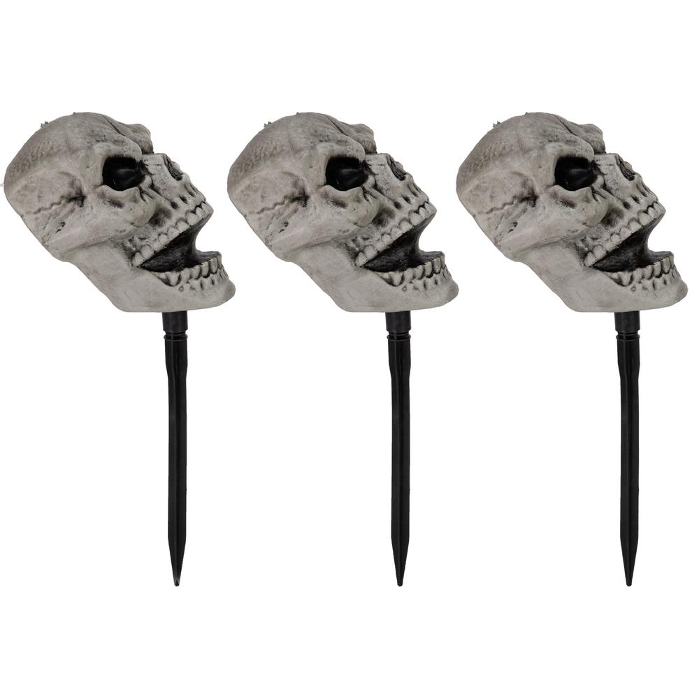 Set of 3 Halloween Skull Yard Stakes Outdoor Decorations. Picture 3