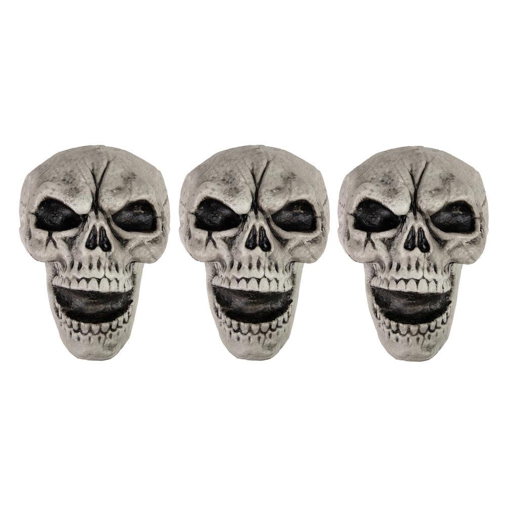 Set of 3 Halloween Skull Yard Stakes Outdoor Decorations. Picture 1