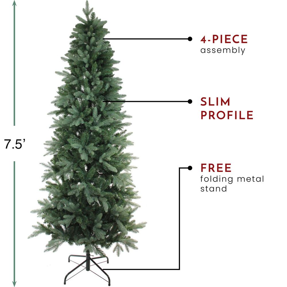 Green Slim Washington Frasier Fir Artificial Christmas Tree - Unlit - 7.5'. Picture 3
