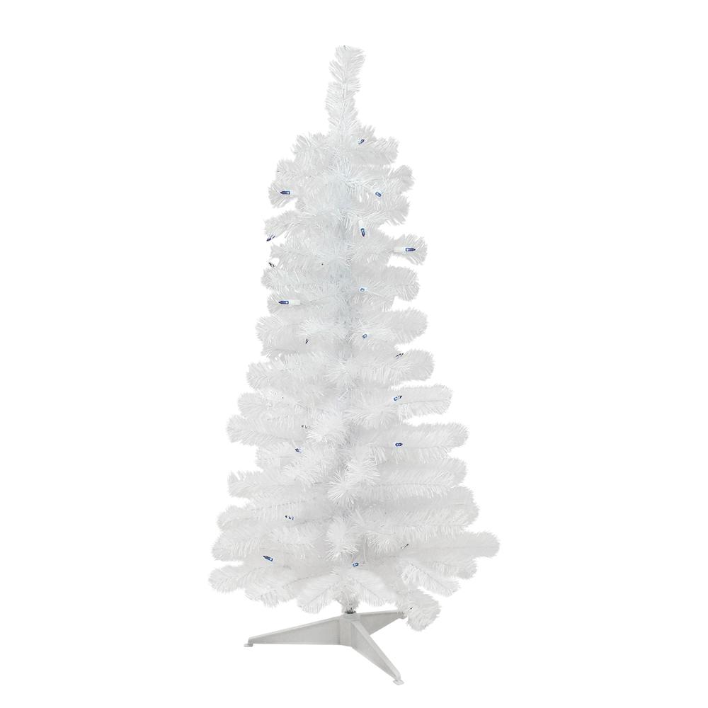 2' Pre-Lit Woodbury White Pine Slim Artificial Christmas Tree  Blue Lights. Picture 1