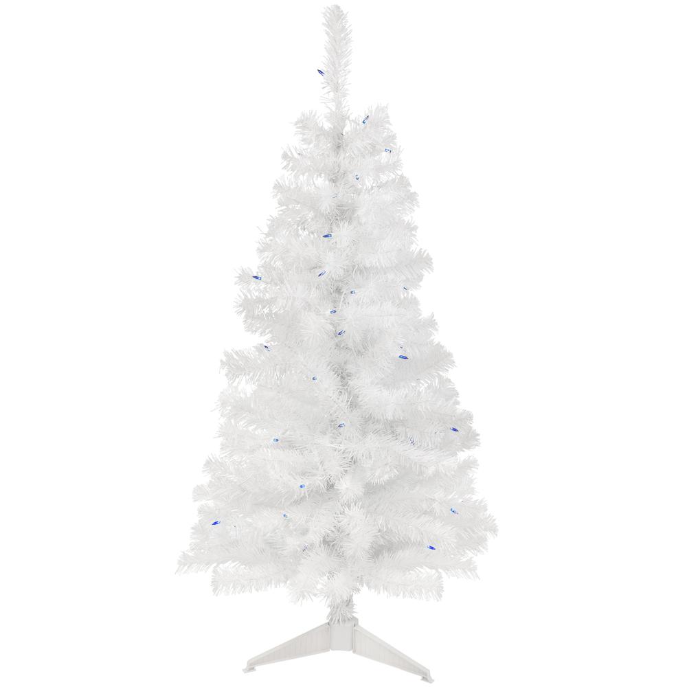 4' Pre-Lit Slim White Pine Artificial Christmas Tree - Blue Lights. Picture 1