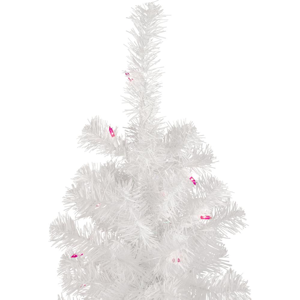 4' Pre-Lit White Pine Slim Artificial Christmas Tree - Pink Lights. Picture 2