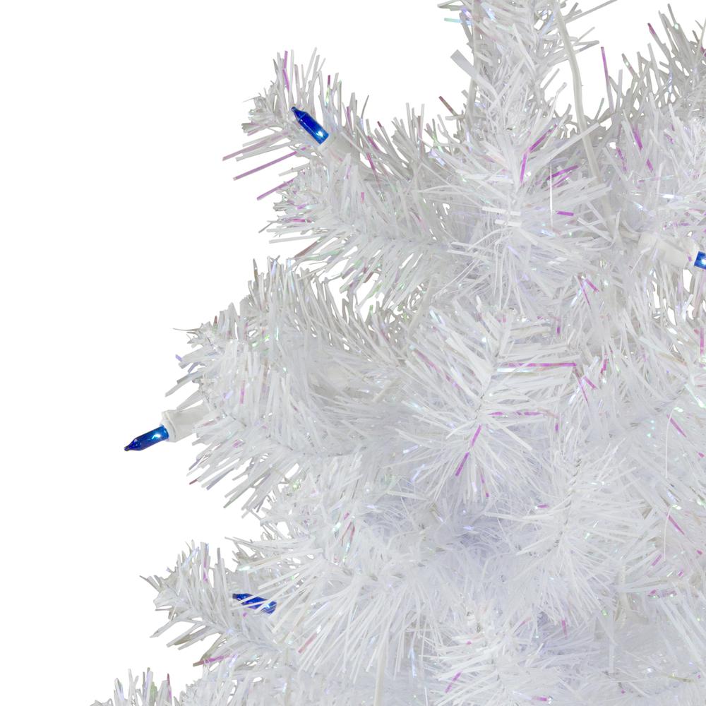 3' Pre-Lit White Pine Slim Artificial Christmas Tree - Blue Lights. Picture 4