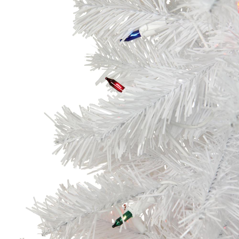 3' Pre-lit White Pine Artificial Christmas Tree - Multi Lights. Picture 2