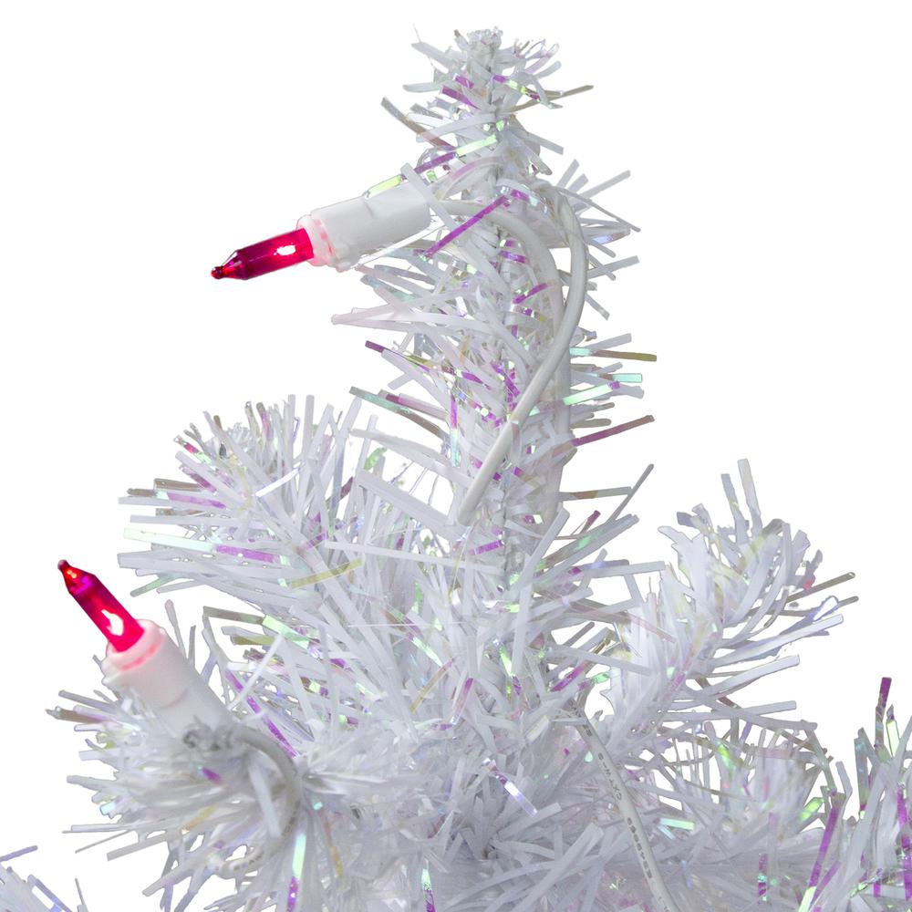 2' Pre-Lit White Pine Slim Artificial Christmas Tree - Pink Lights. Picture 3