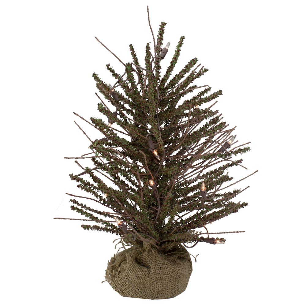 18" Pre-Lit Potted Warsaw Twig Artificial Christmas Tree - Clear Lights. Picture 1