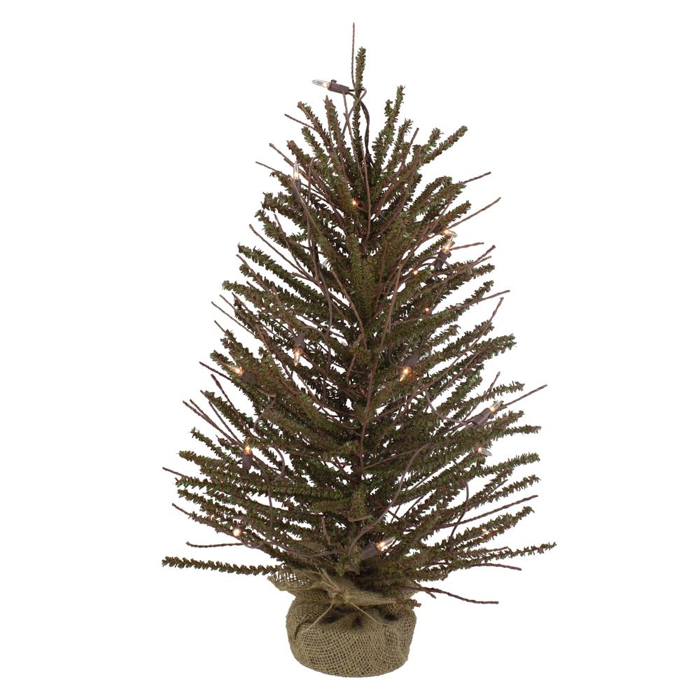 2' Pre-Lit Medium Potted Warsaw Twig Artificial Christmas Tree - Clear Lights. Picture 1