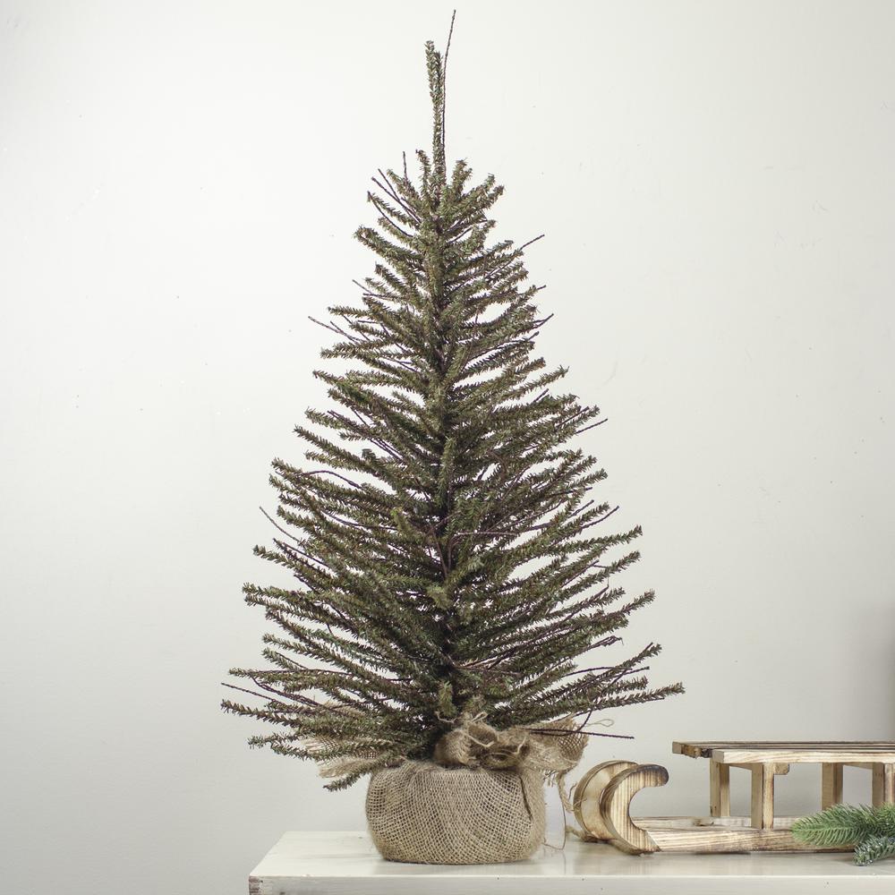 2.5' Green and Brown Warsaw Twig Artificial Christmas Tree with Burlap Base - Unlit. Picture 2