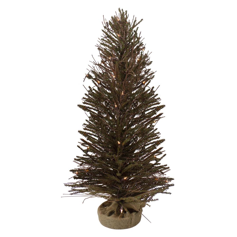 3' Pre-Lit Warsaw Twig Artificial Christmas Tree - Clear Lights. Picture 1