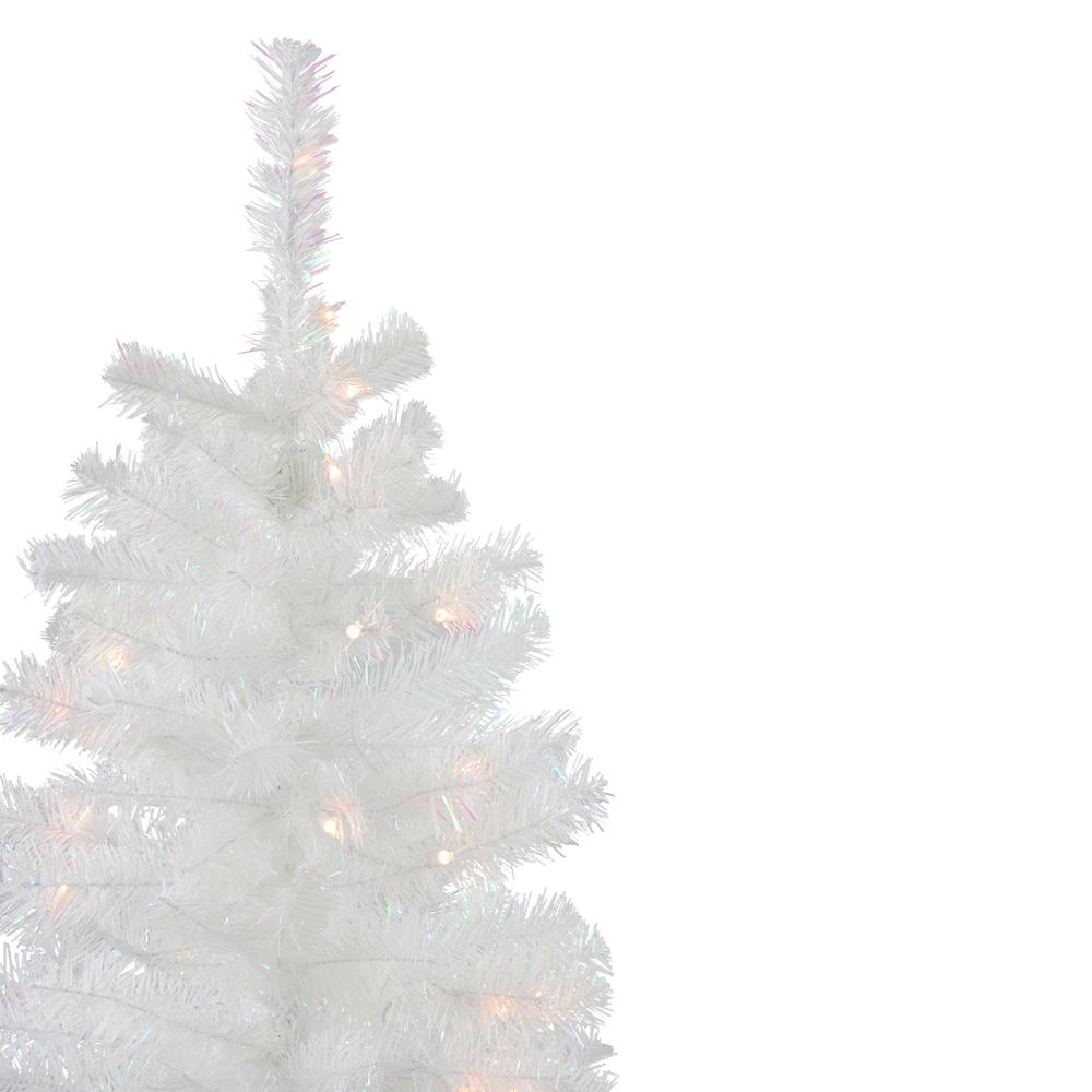 4' Pre-Lit Slim White Artificial Tinsel Christmas Tree - Clear Lights. Picture 2
