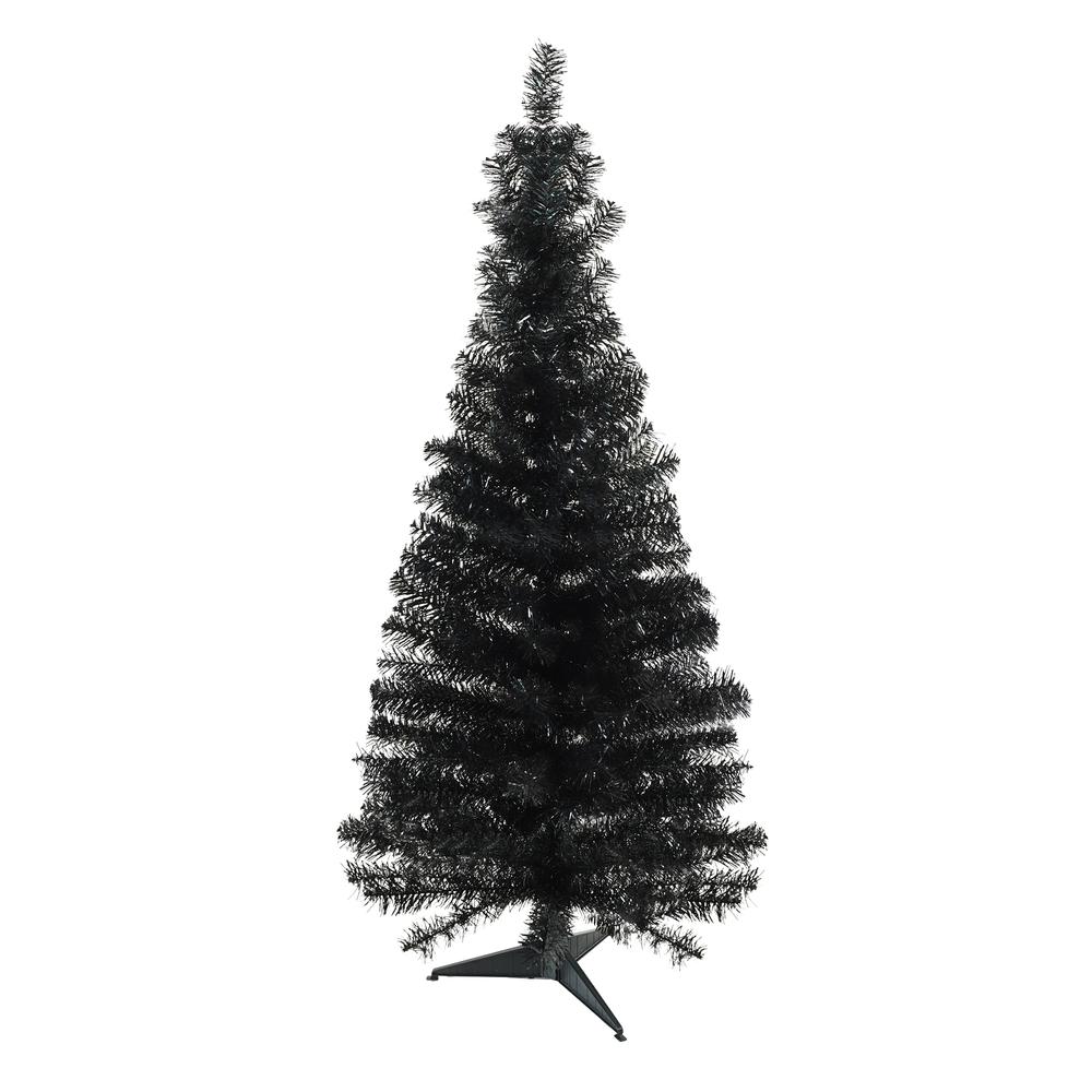 4' x 24" Slim Black Tinsel Artificial Christmas Tree - Unlit. Picture 1