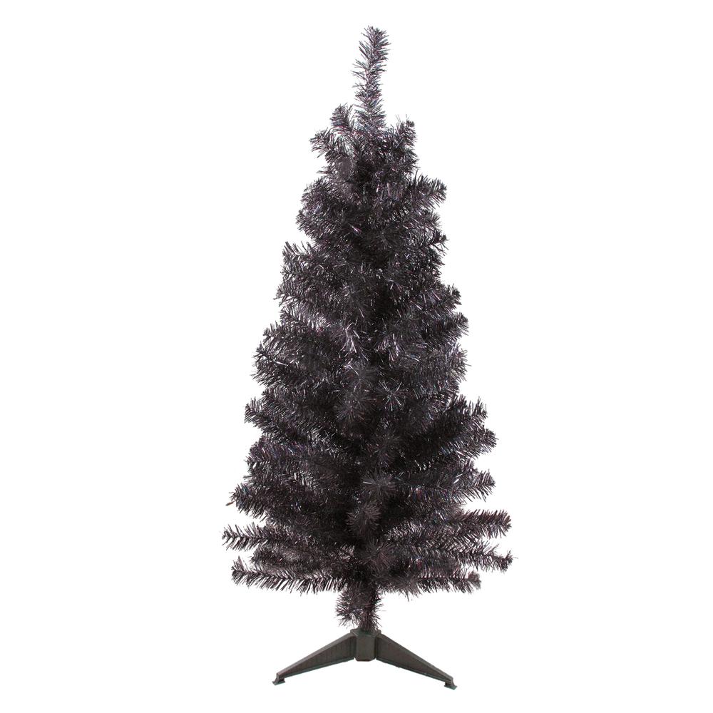 4' Slim Iridescent Brown Artificial Tinsel Christmas Tree - Unlit. Picture 1