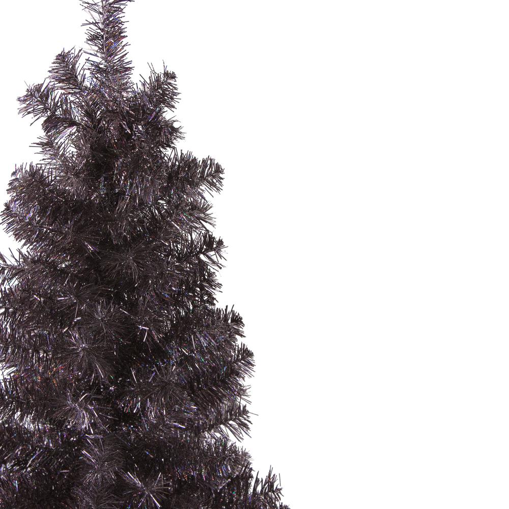4' Slim Iridescent Brown Artificial Tinsel Christmas Tree - Unlit. Picture 2