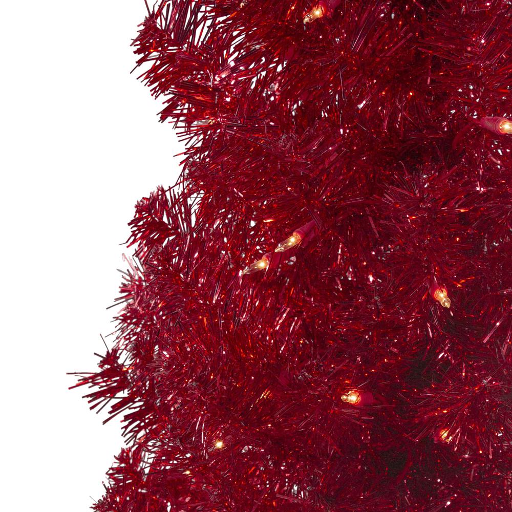 4' Pre-Lit Slim Red Artificial Christmas Tree - Clear Lights. Picture 2