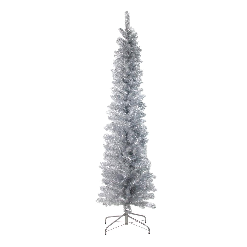 6' Pencil Silver Artificial Christmas Tree - Unlit. Picture 1