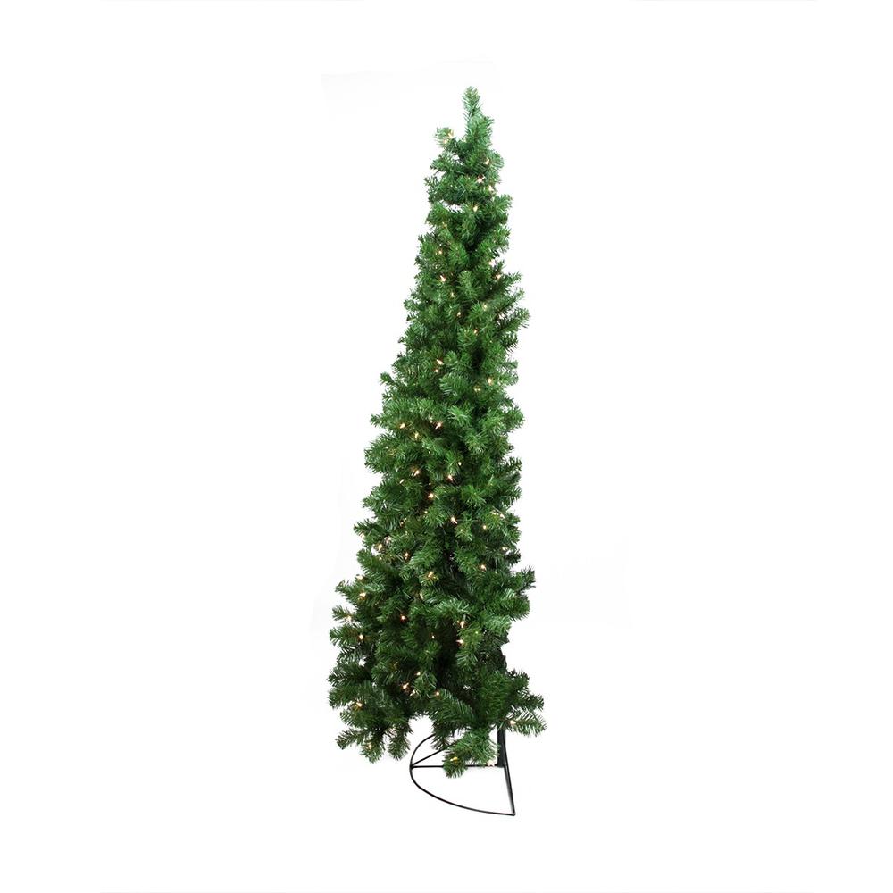 6' Pre-Lit Pine Artificial Wall Christmas Tree - Clear Lights. Picture 3