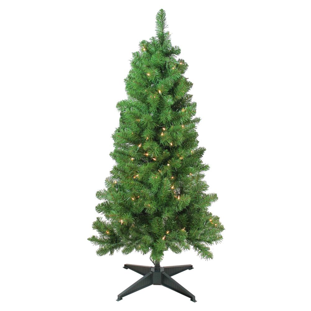 4' x 25" Pre-Lit Noble Pine Artificial Christmas Tree- Clear Lights. Picture 1