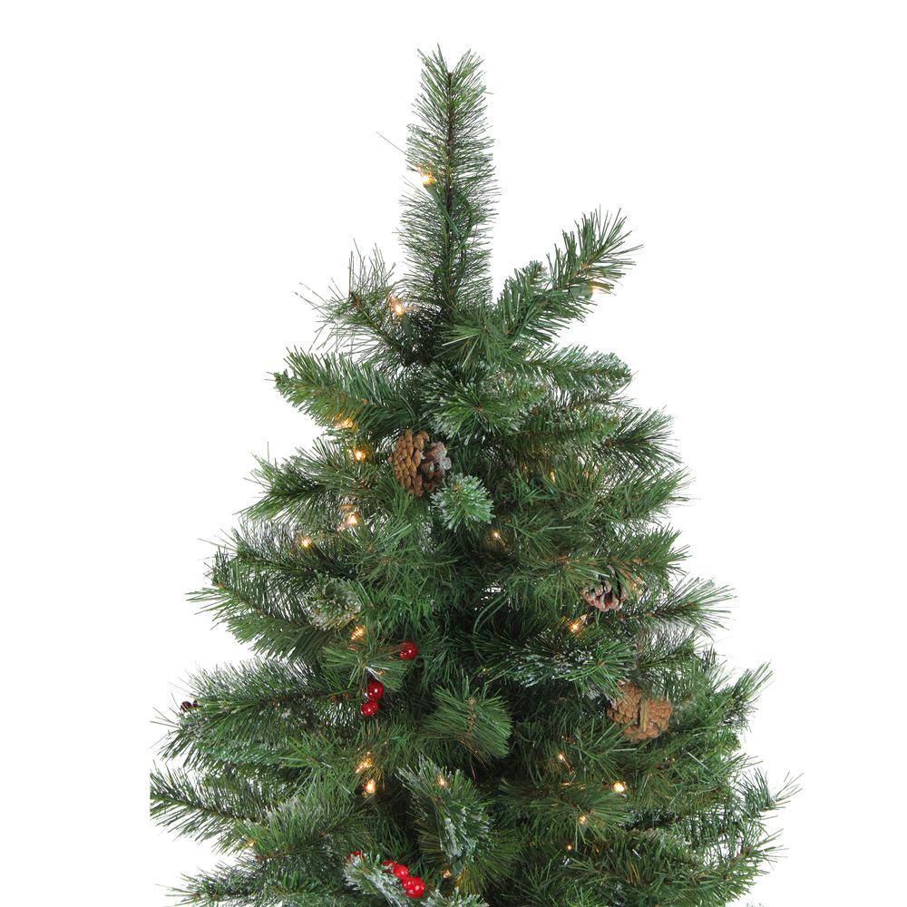 6.5' Pre-Lit Medium Mixed Pine and Iridescent Glitter Artificial Christmas Tree - Clear Lights. Picture 2