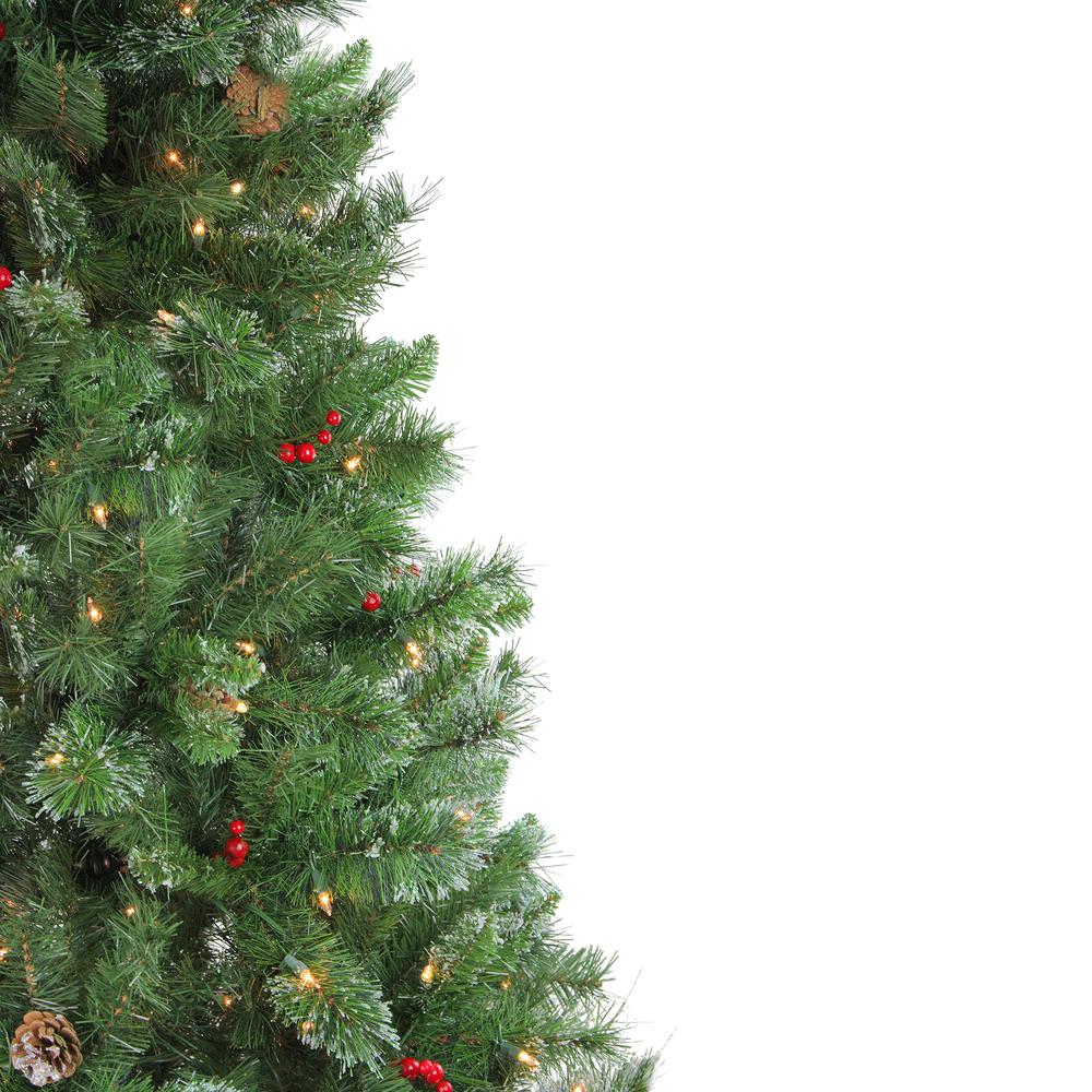 7.5' Medium Mixed Pine Glittered Artificial Christmas Tree - Clear Lights. Picture 2