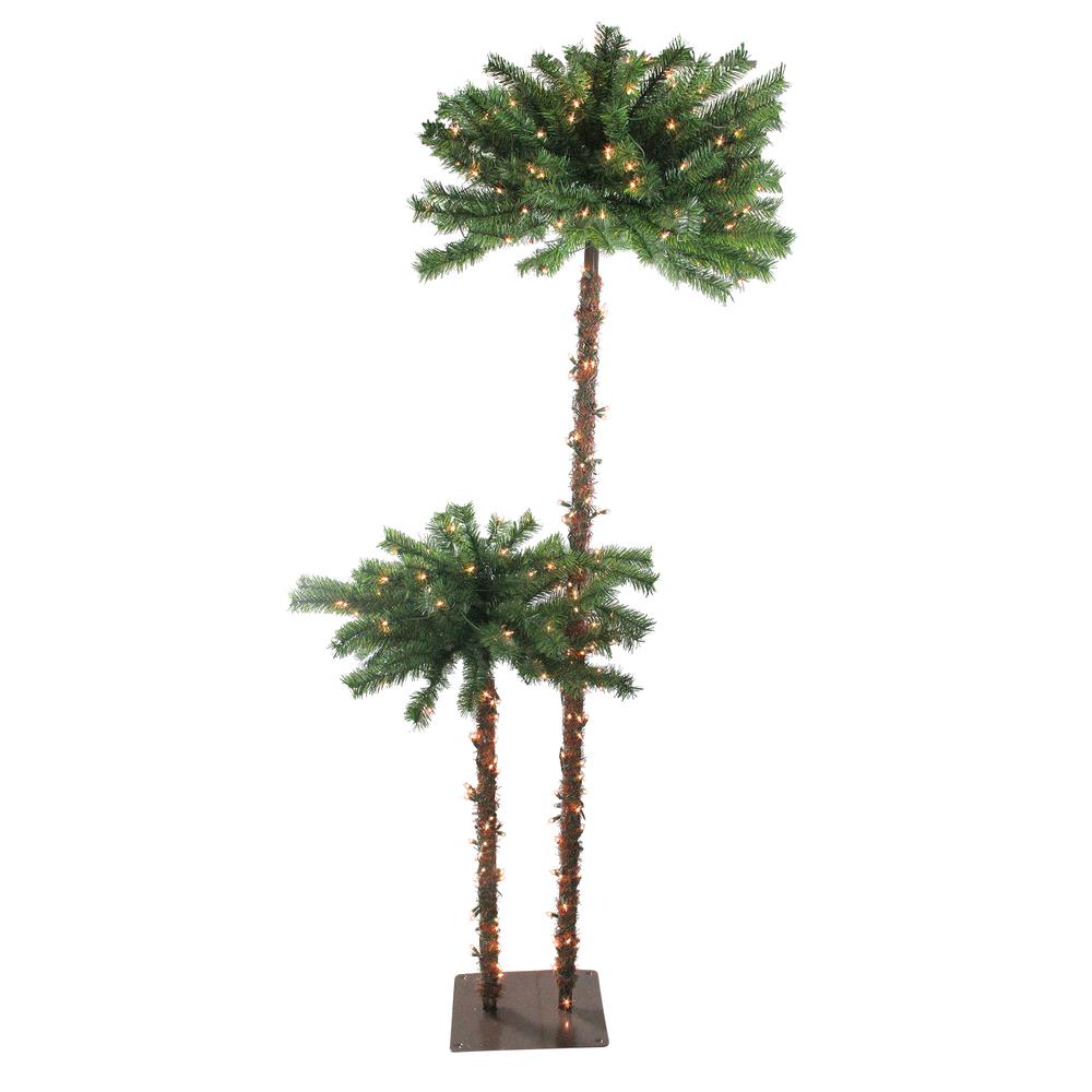 6' Pre-Lit Tropical Palm Tree Artificial Christmas Tree - Clear Lights. Picture 1