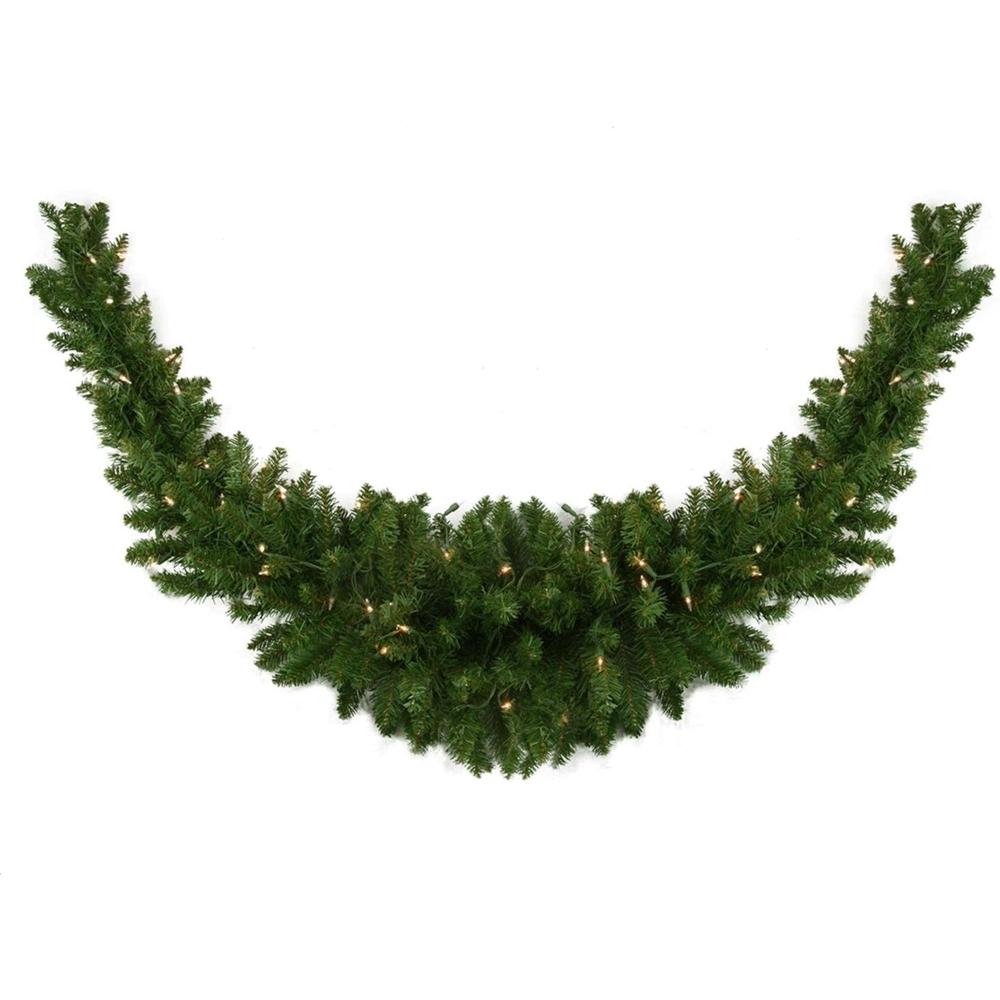60" Pre-Lit Eastern Pine Artificial Christmas Swag - Clear Lights. Picture 2
