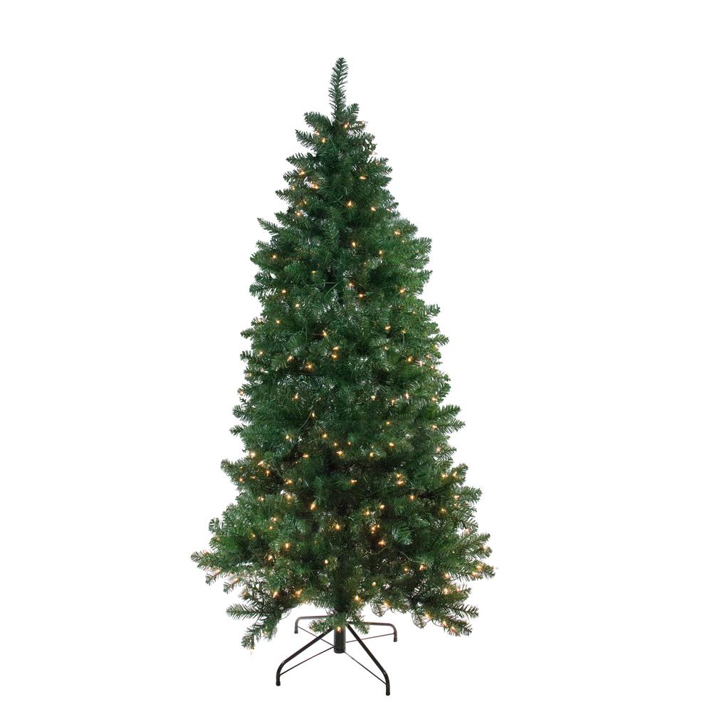 6.5' Pre-Lit Slim Eastern Pine Artificial Christmas Tree - Clear Lights. Picture 1