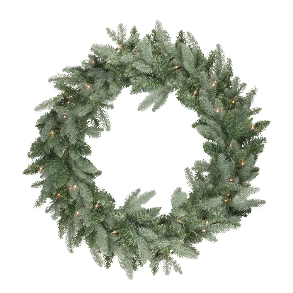 Pre-Lit Washington Frasier Fir Artificial Christmas Wreath - 24-Inch  Clear Lights. Picture 1