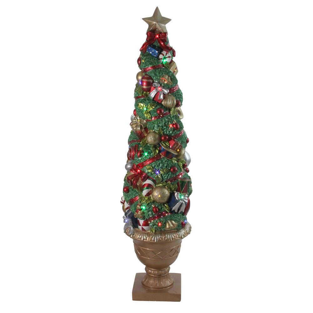 5' Prelit Fiber Optic LED Topiary Outdoor Artificial Christmas Tree. Picture 1