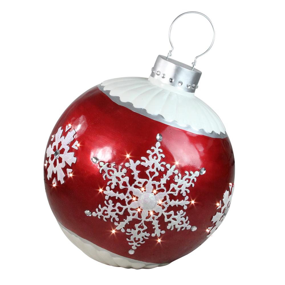 26.5" LED Lighted Red Ball Christmas Ornament with Snowflake Outdoor Decoration. Picture 1