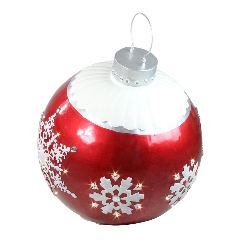 26.5" LED Lighted Red Ball Christmas Ornament with Snowflake Outdoor Decoration. Picture 2