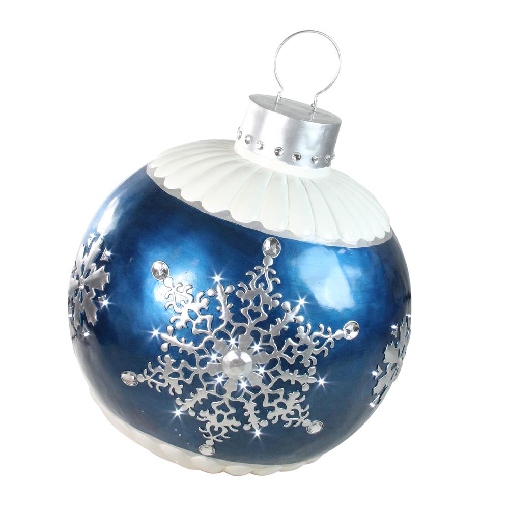 37" LED Lighted Blue Ball Christmas Ornament with Snowflake Outdoor Decoration. Picture 1