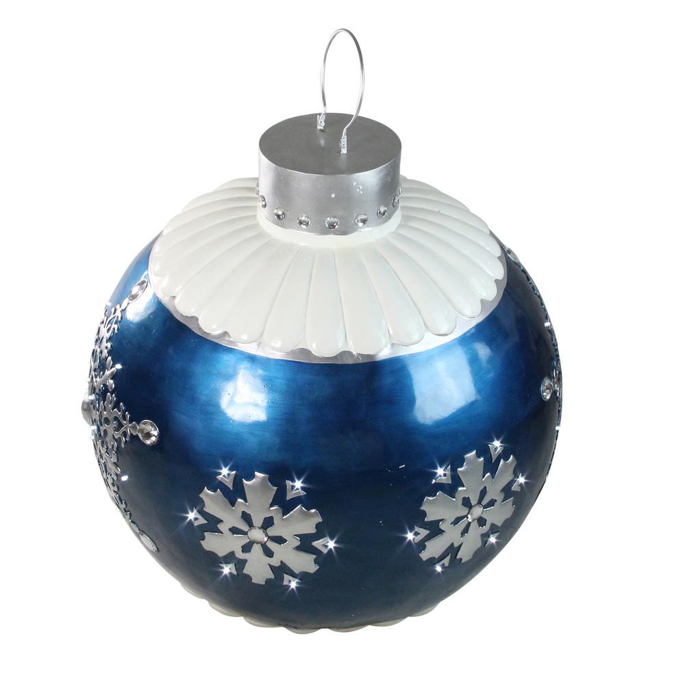 37" LED Lighted Blue Ball Christmas Ornament with Snowflake Outdoor Decoration. Picture 2