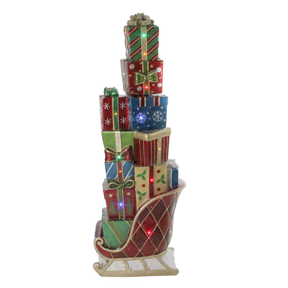 60" LED Lighted Commercial Grade Sleigh Stacked with Presents Fiberglass Christmas Decoration. Picture 1