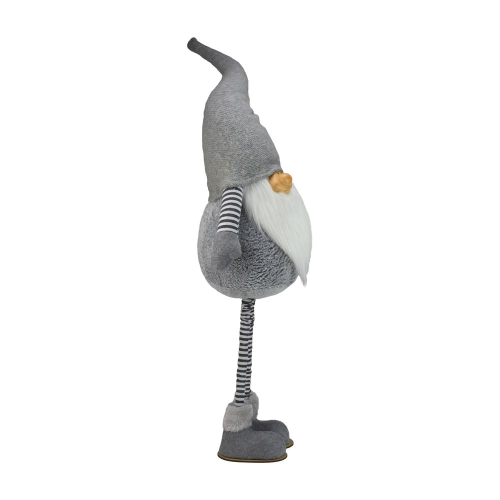 42" Gray and White Adjustable Height Chubby Smirking Gnome. Picture 3
