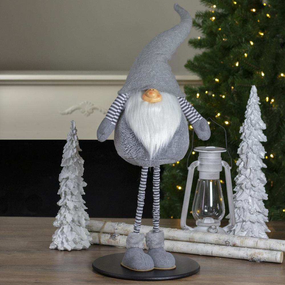42" Gray and White Adjustable Height Chubby Smirking Gnome. Picture 2