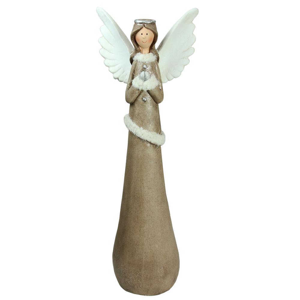 24" Brown and Silver Praying Angel Christmas Tabletop Figure. Picture 1