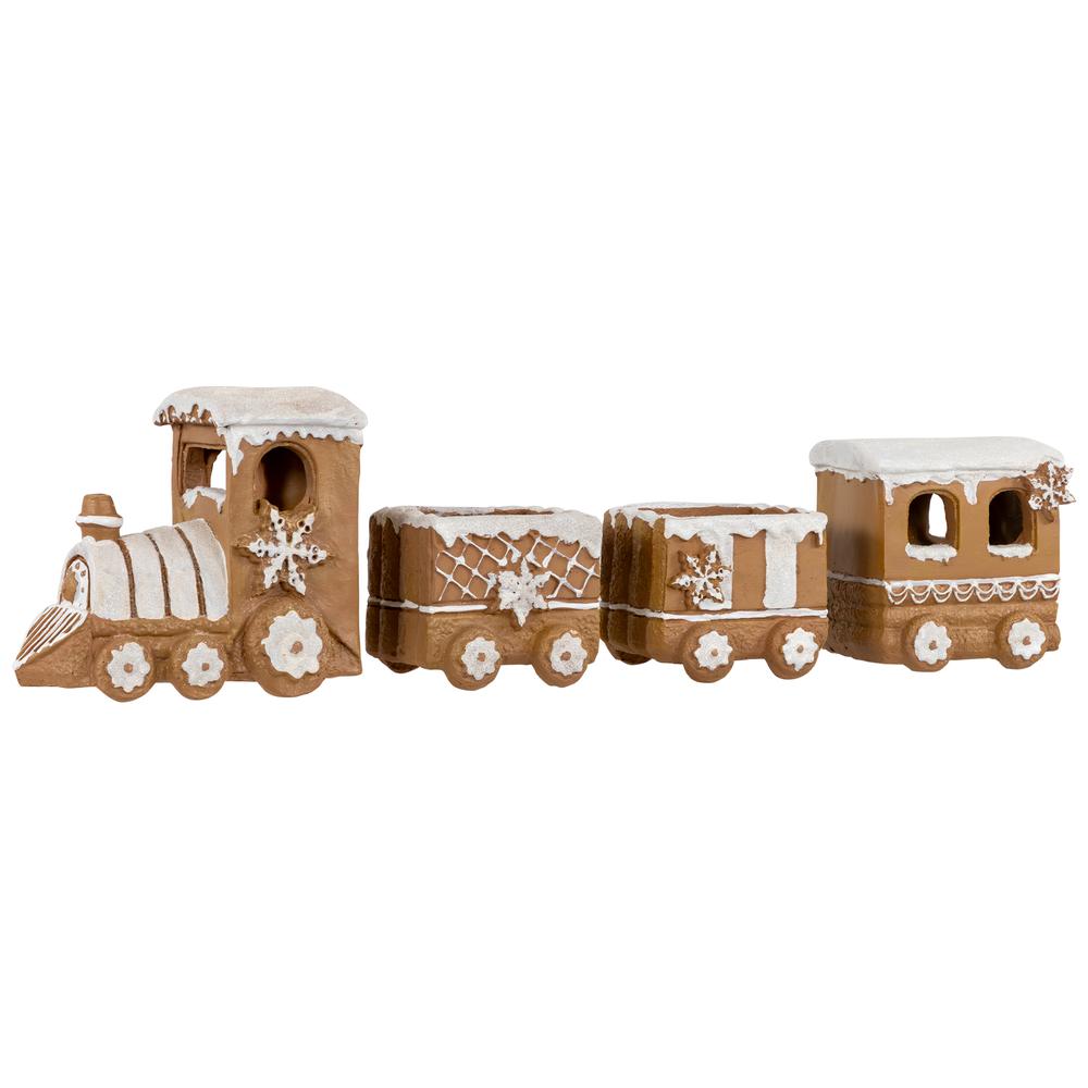 4-Piece Frosted Gingerbread Train Christmas Decoration 5.5". Picture 3
