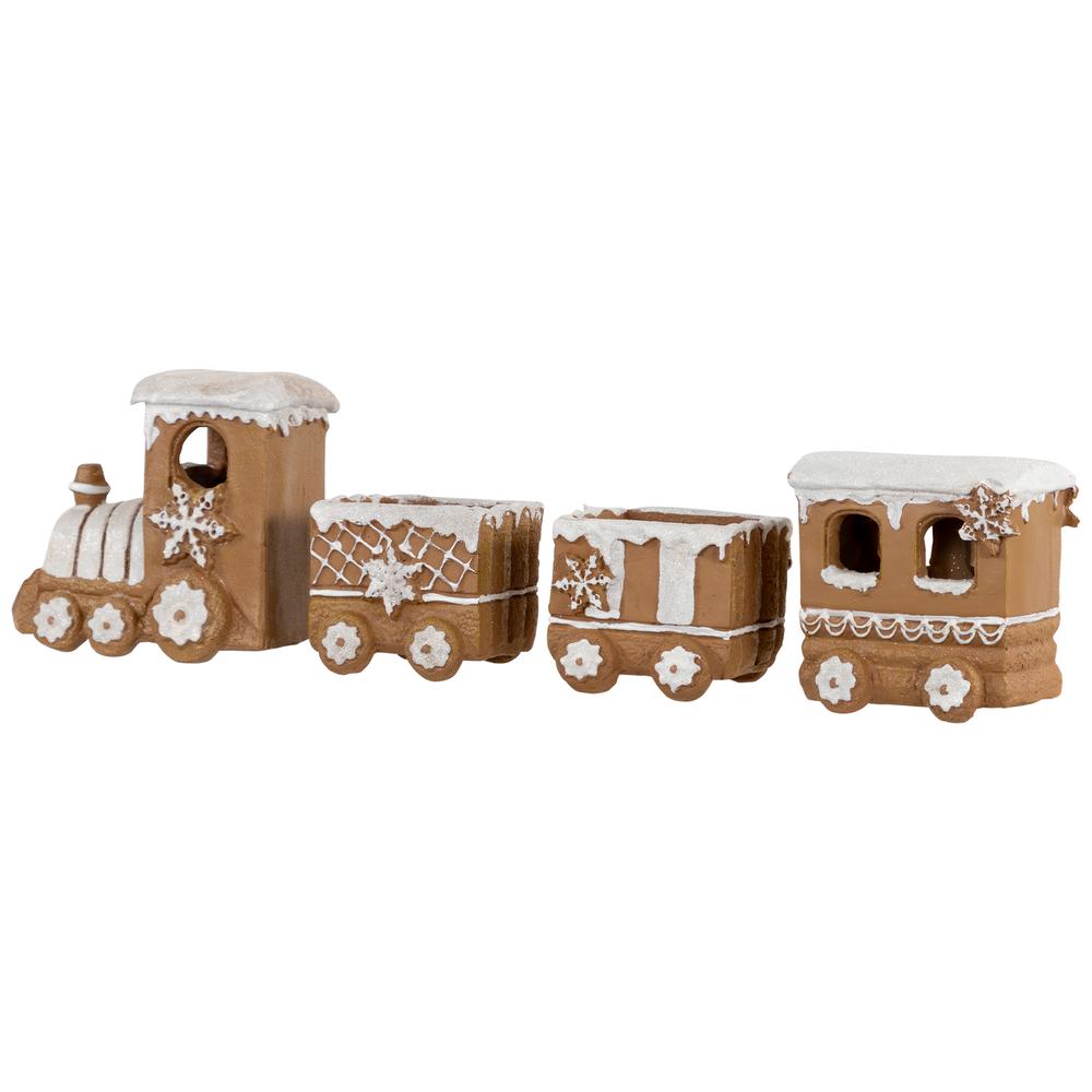 4-Piece Frosted Gingerbread Train Christmas Decoration 5.5". Picture 4