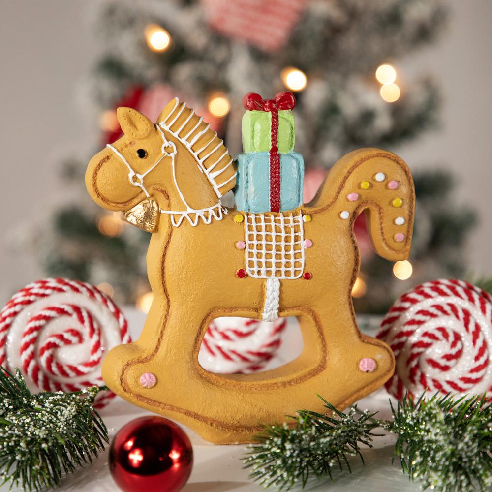 7.25" Gingerbread Rocking Horse Christmas Figurine. Picture 3
