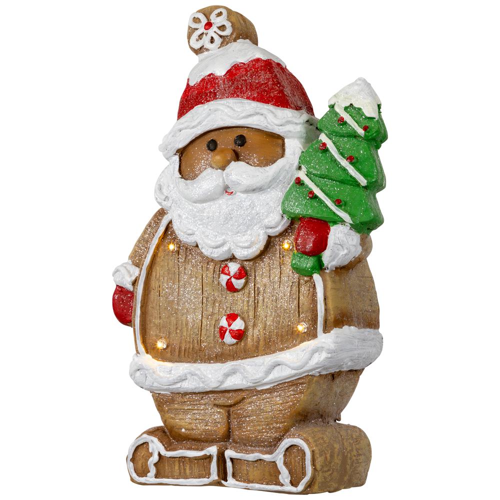 16" Lighted Gingerbread Santa with Frosted Tree Christmas Figure. Picture 4
