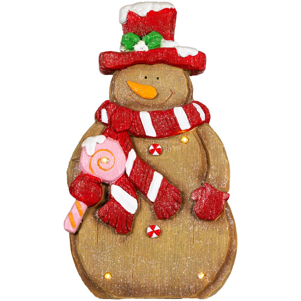 15.5" LED Lighted Gingerbread Snowman Christmas Figure. Picture 1